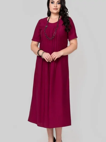 Лляна Сукня міді All Posa бордовий