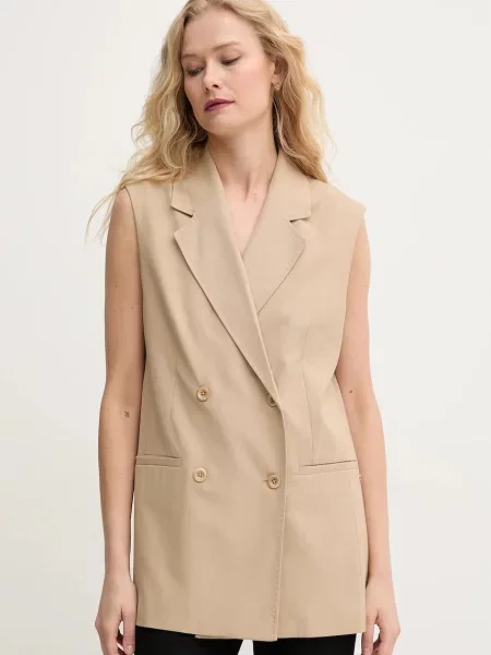 Mos Mosh vestă cu doua randuri de bej