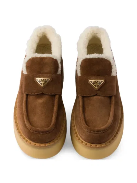 Pantofi loafer Prada cu platformă maro