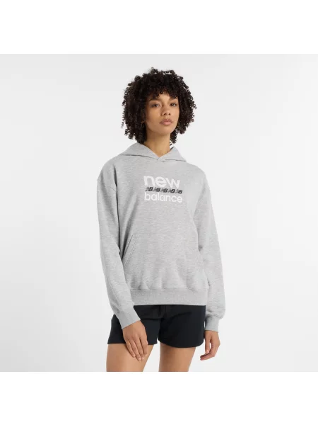 Mikina New Balance Sport Graphic French Terry Hoodie athletic grey šedá