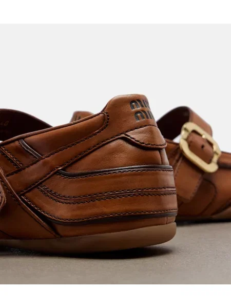 Pantofi cu toc Miu Miu din piele maro