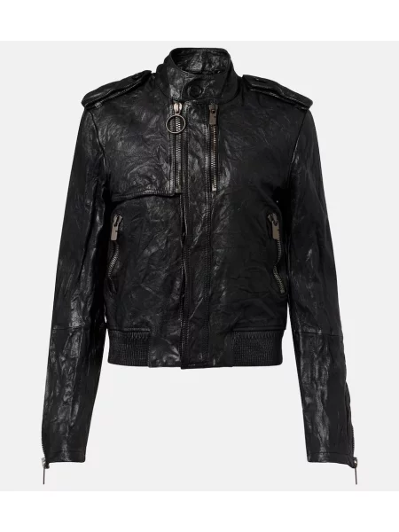 Kurtka skórzana Burberry czarna