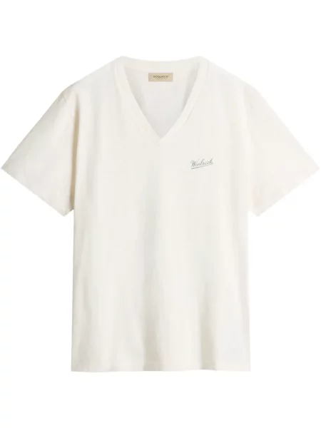 Tricou Woolrich cu decolteu în V alb