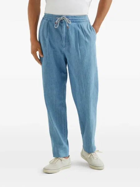 Plisované pás džíny Brunello Cucinelli modré