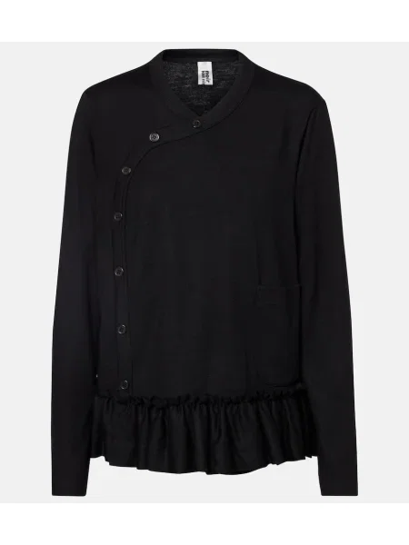 Top Noir Kei Ninomiya wełniany z falbankami czarny