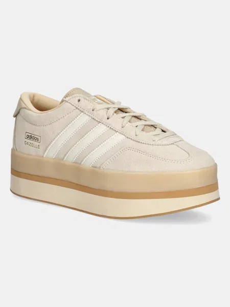 Adidas Originals sneakers din piele întoarsă Gazelle Stack bej