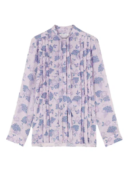 Top Maison Kitsune cu funde cu model floral violet