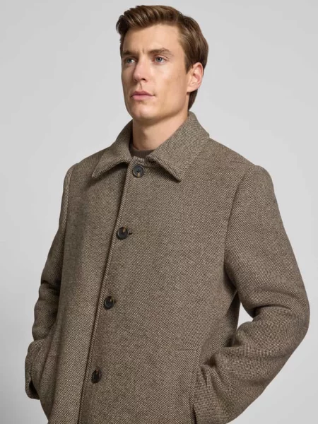 Płaszcz wełniany o kroju regular fit z wykładanym kołnierzem model ‘ARCHIVE’ Selected Homme
