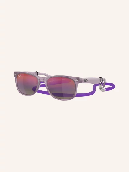 Fioletowe kwadratowe okulary przeciwsłoneczne z linką Ray-Ban zielone