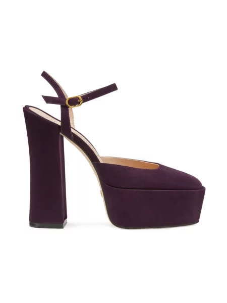 Czółenka Stuart Weitzman zamszowa na platformie brązowa