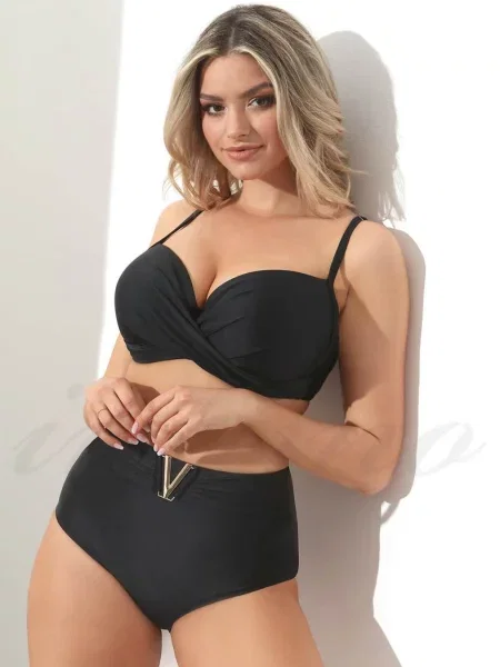 Купальник с уплотнённой чашкой плавки-шортики чорний