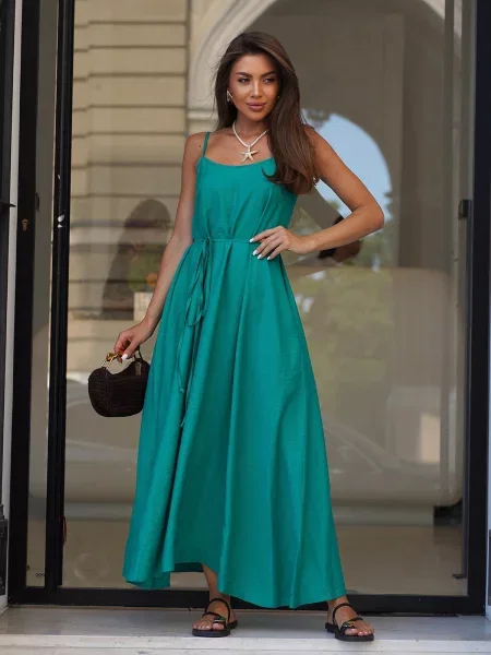 Лляний Сарафан ISSA Plus зелений