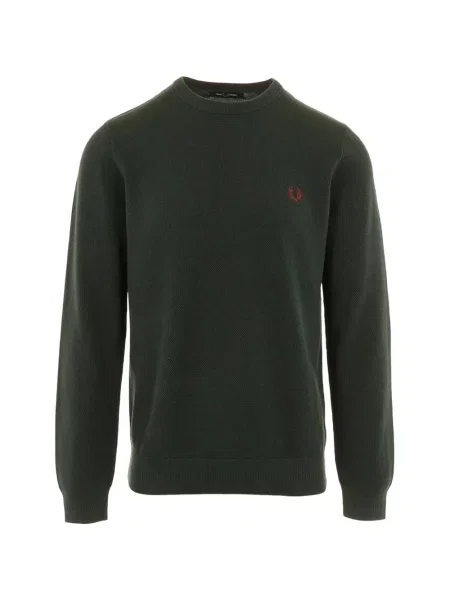Pulover Fred Perry cu broderie cu decolteu rotund verde