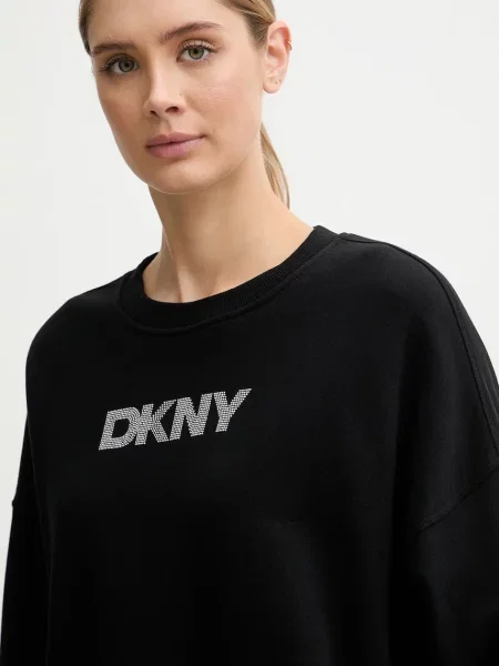 Махровый свитер Dkny с аппликацией черный