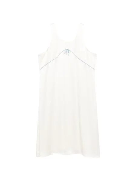 Rochie maxi Marie Adam-leenaerdt cu funde fără mâneci alb