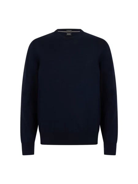 Lniany sweter Boss niebieski