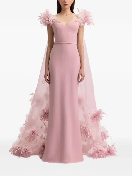Rochie Gemy Maalouf cu model floral cu aplicații roz