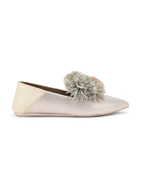 Kurt Geiger London mocasini din piele întoarsă Pom Pom Point Slip On bej