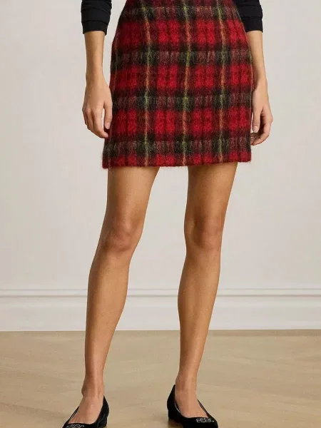 Sukňa s prímesou vlny Lauren Ralph Lauren červená