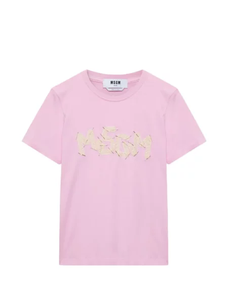 Tricou Msgm cu broderie din dantelă roz