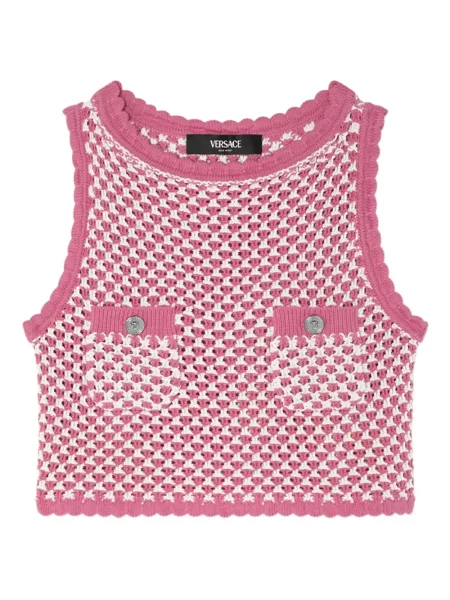 Dzianinowy top Versace o krotszym kroju różowy