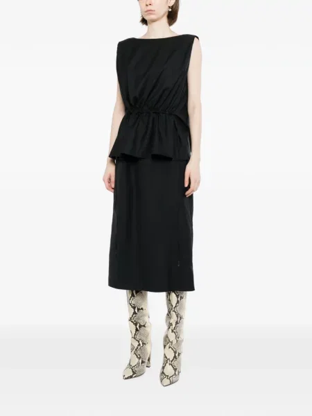 Rochie midi Less fără mâneci negru