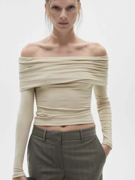 Лонгслів MANGO бежевий