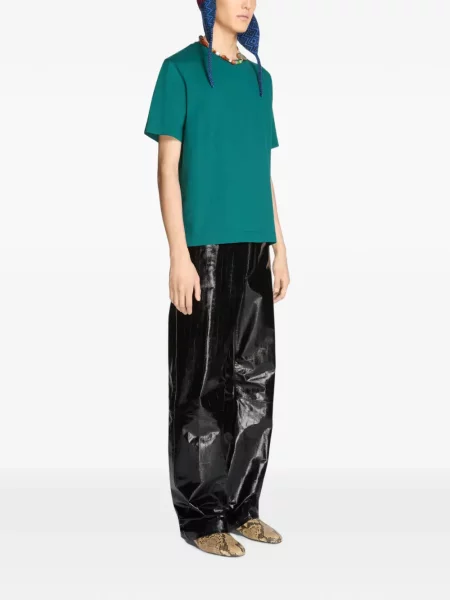 Pantaloni Dries Van Noten din piele negru