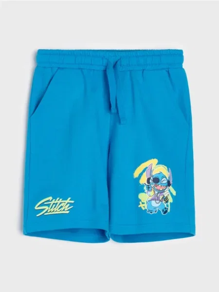 Sinsay teplákové kraťasy Stitch modrá