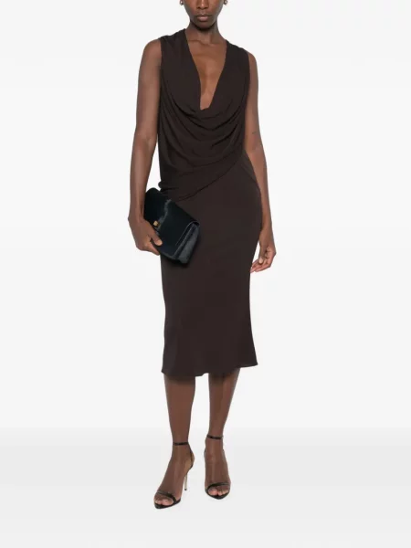 Rochie midi Tom Ford drapată maro