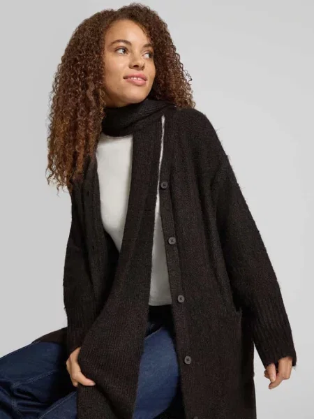 Kardigan długi o kroju regular fit z dekoltem w serek model FIA' Topshop