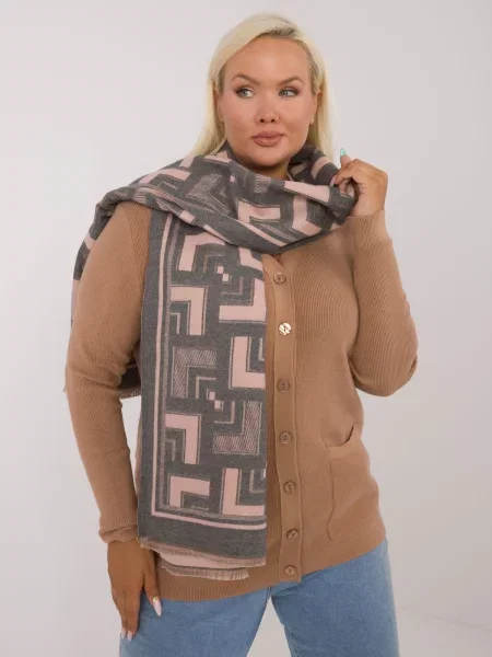 Fular Fashionhunters cu imagine cu imprimeu geometric gri