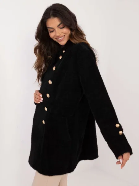 Palton Fashionhunters din lână alpaca negru