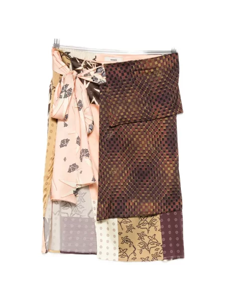 Spódnica midi Siedres w kwiatki do kolan brązowa