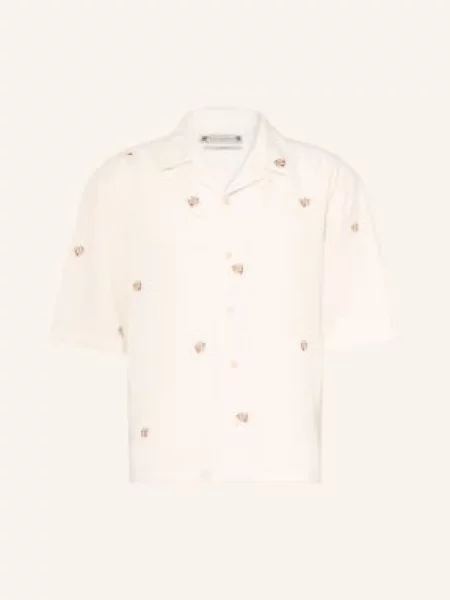 Allsaints Wzorzysta Koszula Feline O Luźnym Kroju Z Lnu beige beżowa