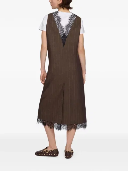 Rochie midi Ganni din dantelă maro