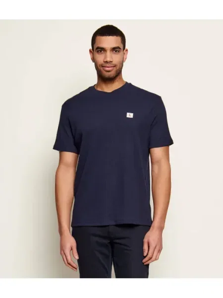 Póló Calvin Klein Jeans Ss Waffle Badge Crew Tee Blue M kék