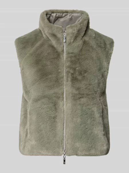 Kamizelka z imitacji futra z wpuszczanymi Monari zielona