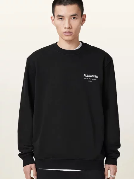AllSaints bluza UNDERGROUND z nadrukiem czarny