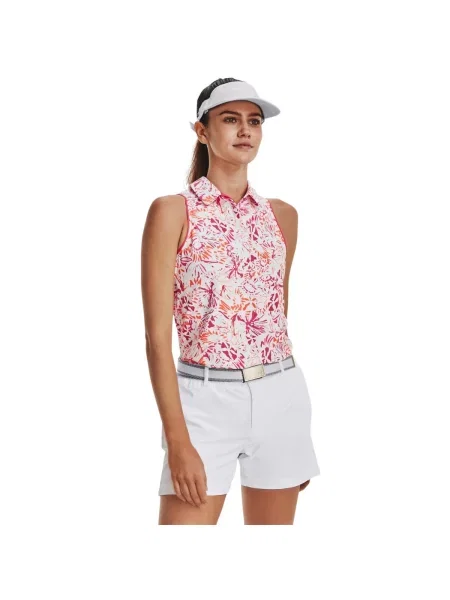 Tricou polo Under Armour fără mâneci alb
