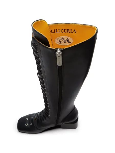 Šněrovací krajkové kotníkové boty Lili Curia černé