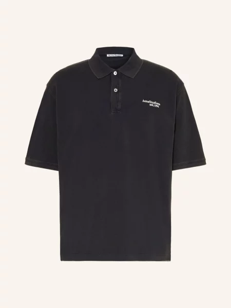 Acne Studios Koszulka Polo Z Pikowanym Wzorem schwarz czarne