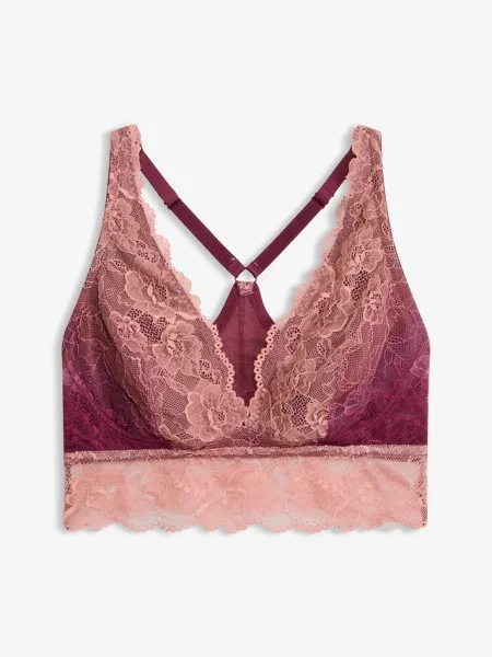 Biustonosz bustier z delikatną koronką w cieniowanych kolorach różowy