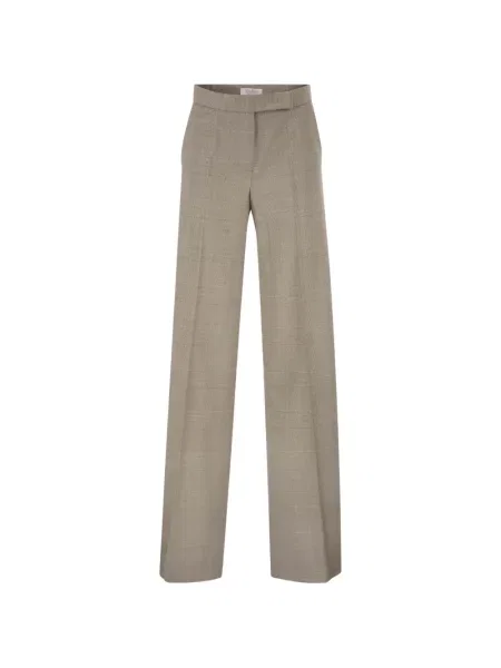 Pantaloni Max Mara de lână în carouri