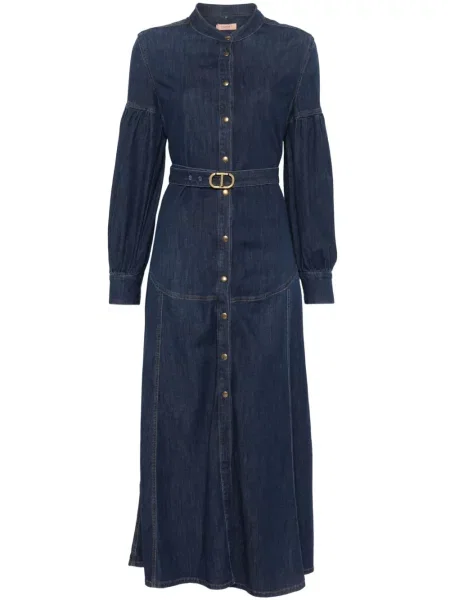 Cu centură lung rochie din denim Twinset albastru