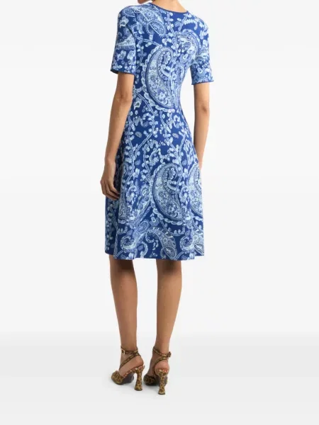 Rochie mini Etro cu model floral din jacard de costum albastru