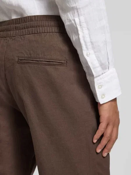 Spodnie z lnu o kroju straight fit z elastycznym pasem Model Barton' Matinique