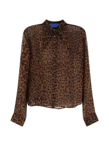 Gulerat cămașă Mes Demoiselles cu imagine cu model leopard maro