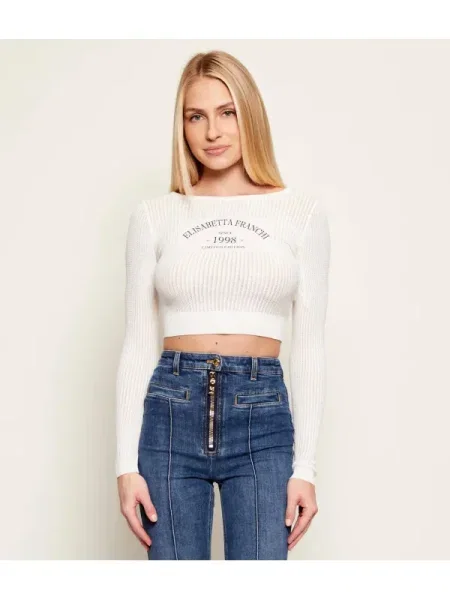 Elisabetta Franchi Pulover | Cropped Fit alb