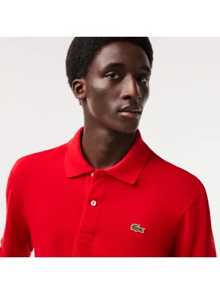 Lacoste Long-Sleeve Classic Fit Polo czerwony